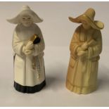 Two Royal Worcester candle snuffers, Nun, one in blush ivoryCondition Report: Inspected and no