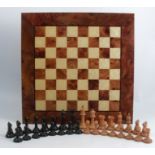 A Staunton wooden chess set, thirty-two pieces, crown to knight and castle, weighted, af, height