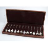 A cased set of silver collectors spoons, The Royal Society For the Protection of Birds, twelve