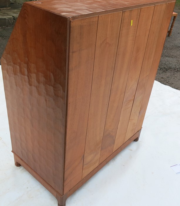 Alan Grainger Acorn Man, an oak bureau, the fielded fall flap opening to reveal pigeon holes and - Image 6 of 7