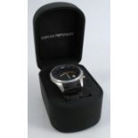 Emporio Armani, a gentleman's steel chronograph wrist watch, AR5858, on a rubber strap, the black