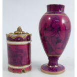 A 19th century Spode vase, decorated with musicians to a purple ground, numbered 4215, height 4.