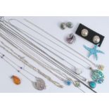 A collection of silver and silver coloured jewellery