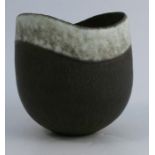 John Ward, a bulbous stoneware vase, with wavy rim, purchased from the Peter Dingley Gallery,