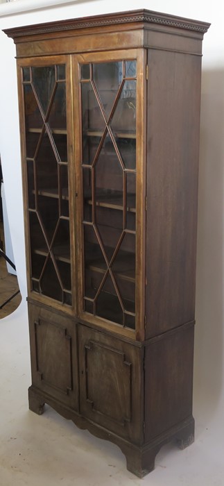 A 19th century mahogany display cabinet, with a pair of astragal glazed doors, over a pair of - Image 3 of 3