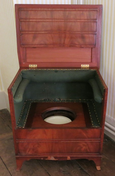 A Georgian mahogany tray top commode, the gallery top with integral handles, fitted with a - Image 2 of 3