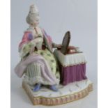 A 19th century Meissen porcelain figures, Sight, from the Senses series, numbered E3, height 5.