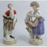 A pair of 19th century Meissen porcelain figures, of the egg collector and shepherdess, both