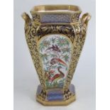 A 19th century Spode porcelain vase, decorated with panels of fancy birds and botanical studies,
