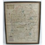 An Antique hand coloured map, A Mapp of Wiltshire by Blome, 13.75ins x 11ins