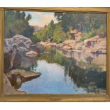 Samuel John Lamorna Birch, oil on canvas, clear deep pools on the Spean, Argylshire, signed and