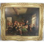 T Webster, oil on canvas, classroom scene with teacher and children, dated 1829, 27.5ins x 32.