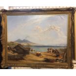 William Collins RA, oil on canvas, a Naples beach scene with boys playing the game of Arravoglio,