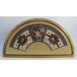 A 19th century Grand Tour style fan leaf, the central oval cartouche decorated with Classical