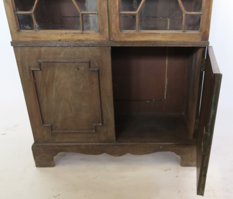 A 19th century mahogany display cabinet, with a pair of astragal glazed doors, over a pair of - Image 2 of 3