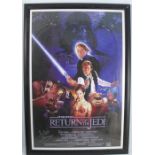 Three framed Star Wars posters, Return of the Jedi, Star Wars and The Empire Strikes Back, 35.5ins x