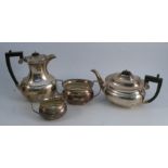 A silver four piece tea set, Birmingham 1931 and 1934, weight 48oz all in