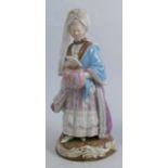 A 19th century Meissen porcelain figure, The Racegoers Companion, numbered D66, af, height 8.
