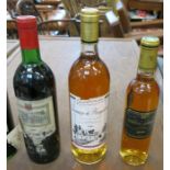 A case of one bottle Muscat, 1971 Chateau la Croix Blanc, 1970 Chateau Pontet Canet,  Chateau