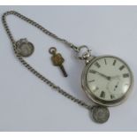 Anonymous, a Victorian silver pair cased pocket watch, the white enamel dial with black Roman