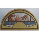 A 19th century Grand Tour style fan leaf, the top section decorated with Classical figures in a
