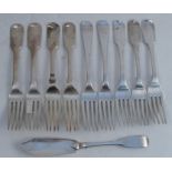 A collection of hallmarked silver flatware, to include pairs of dinner forks, etc, total weight