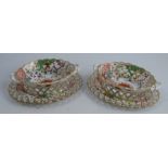 A pair of 19th century Spode oval pierced baskets and stands, decorated in an Oriental pattern,