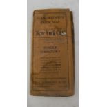 A fold-out guide map, of New York City, Manhattan and The Bronx, published by C S Hammond & Co,