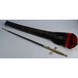 A Masonic ceremonial sword, the etched blade marked Toye & Co Ltd London, with scabbard and case