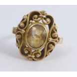 A citrine dress ring, stamped '14k', finger size U, 7.6g gross