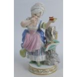 A 19th century Meissen porcelain figure, of a girl firing arrows, numbered F32, af, height 6.