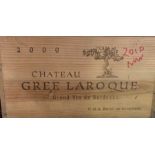 A case of 12 bottles of Chateau Gree Laroque 2000