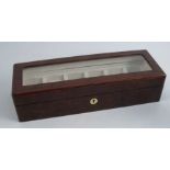A Hillwood glazed wooden watch box, to accommodate six watches