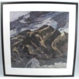 Sir Kyffin Williams, limited edition colour print, mountainous landscape with figure, signed in