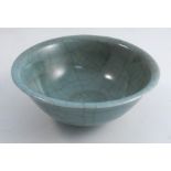 Geoffrey Whiting, a green crackle glazed bowl, diameter 6.75ins, purchased from the Peter Dingley