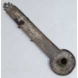 An 18th century Spanish silver ecclesiastical chamberstick, with long handle and pierced end, having
