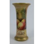 A Royal Worcester spill vase, decorated with fruit by Mosley, shape number G923, height 4.5ins,