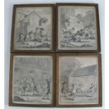A set of four 19th century French black and white prints, C'est-ici les Differens Jeux des Petits