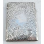 A silver card case, of rectangular,  form, engraved all over with flowers and scrolls, Birmingham