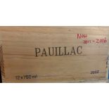A case of 12 bottles of Chateau Pauillac Ulysse Cazabonne 2002