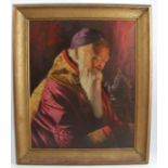 Zah, oil on canvas, portrait of an Oriental man, 21ins x 17ins, together with another pastel