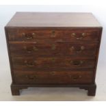 A 19th century mahogany chest, four long graduated drawers, raised on bracket feet, width 36ins,