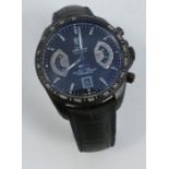 Tag Heuer, Carrera, Calibre 17, R5150 chronograph wrist watch on  strap, the black dial with