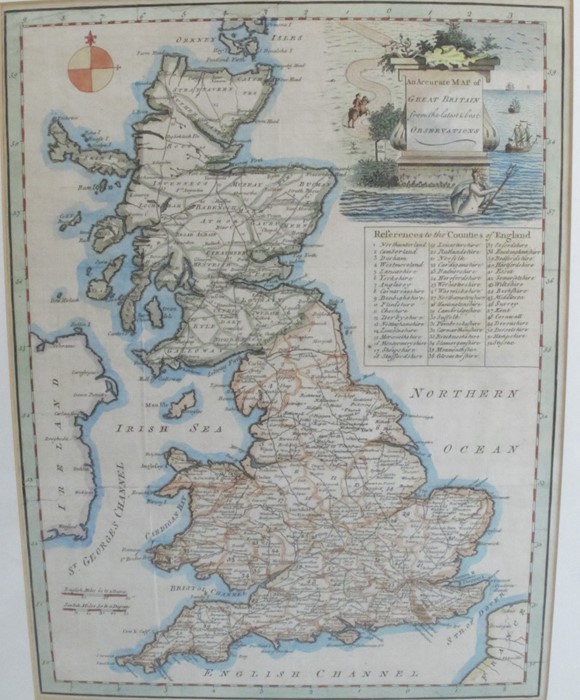 An Antique hand coloured map, An Accurate Map of Great Britain from the latest & best - Image 2 of 4
