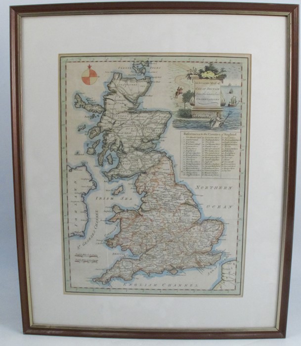 An Antique hand coloured map, An Accurate Map of Great Britain from the latest & best