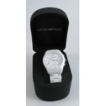 Emporio Armarni, a gentleman's white ceramica AR1403 bracelet watch, the white dial with Roman