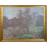 George Houston, oil on canvas,  A view of Dunderave Castle Scotland in the Springtime, signed, 28ins