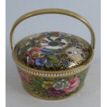 A 19th century Spode porcelain pot pourri basket, of circular form with gilt handle over, the
