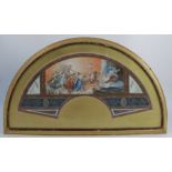 A 19th century Grand Tour style fan leaf, the top section decorated with Classical figures in a