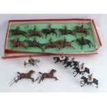 A collection of painted lead models, of soldiers on horse back